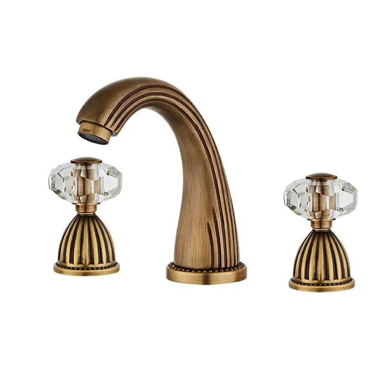 DecorBites™ Antique Bronze 3 Hole Widespread Basin Faucet, Hot/Cold Mixer Tap