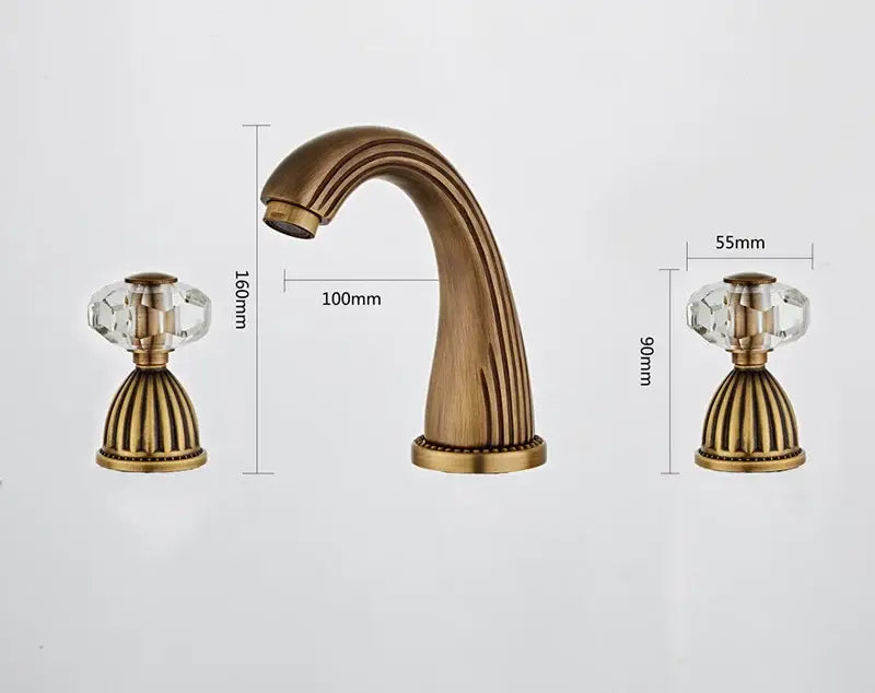 DecorBites™ Antique Bronze 3 Hole Widespread Basin Faucet, Hot/Cold Mixer Tap
