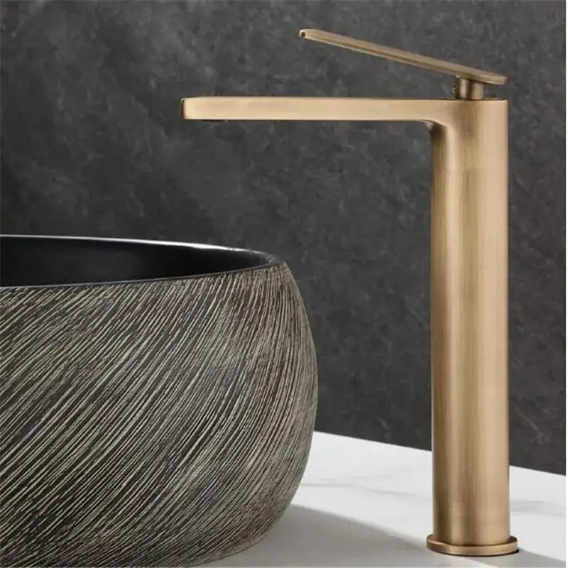 DecorBites™ Antique Bronze Basin Faucet Deck Mounted Hot & Cold Brass Bathroom Sink Mixer Tap