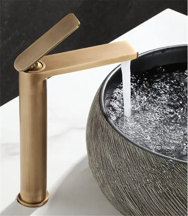 DecorBites™ Antique Bronze Basin Faucet Deck Mounted Hot & Cold Brass Bathroom Sink Mixer Tap