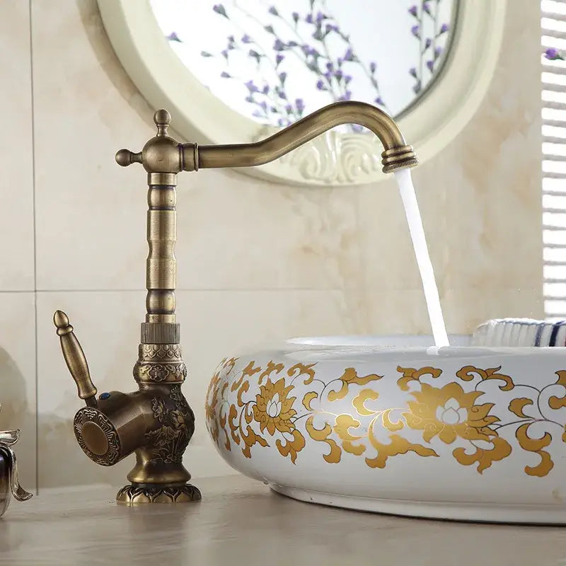 DecorBites™ Antique Bronze Basin Faucet, Single Handle Deck Mounted Mixer Tap, High Quality