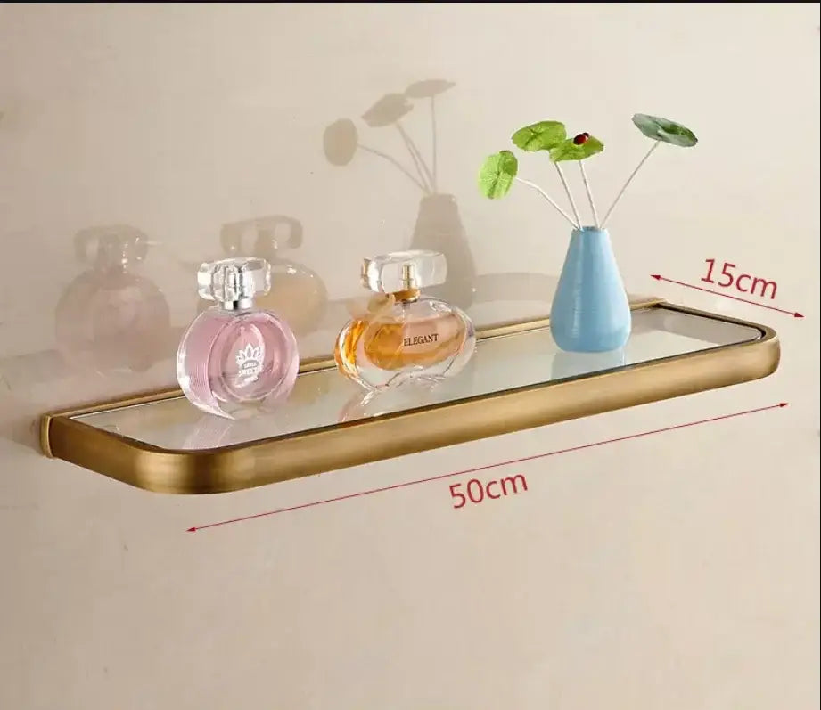DecorBites™ Antique Bronze Bathroom Accessory Set: Shelf, Towel Rack, Holder, Brush, Hanger, Hook