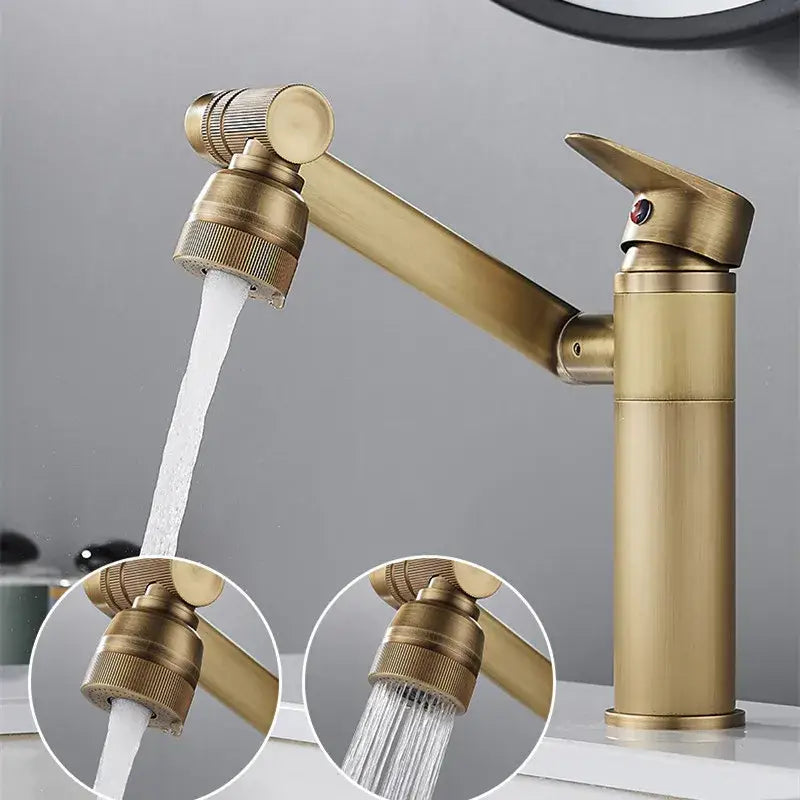 DecorBites™ Antique Bronze Bathroom Sink Faucet Hot Cold Water Mixer Deck Mounted
