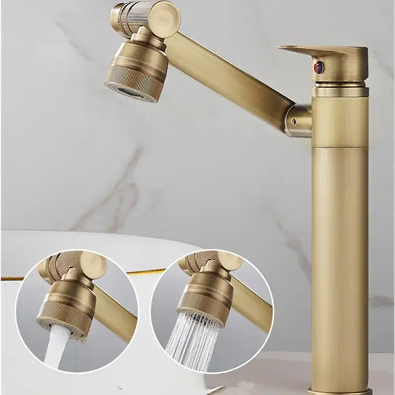 DecorBites™ Antique Bronze Bathroom Sink Faucet Hot Cold Water Mixer Deck Mounted