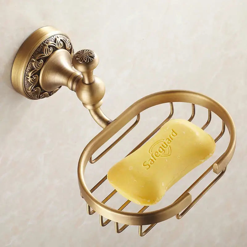 DecorBites™ Panier à Savon en Cristal Laiton Bronze Antique Accessoires de Salle de Bain