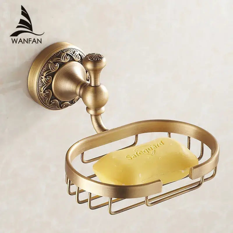 DecorBites™ Panier à Savon en Cristal Laiton Bronze Antique Accessoires de Salle de Bain