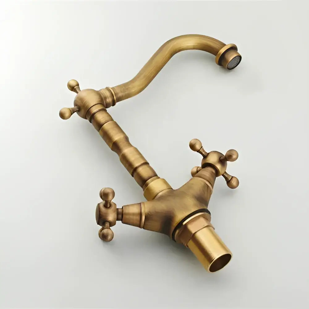 DecorBites™ Antique Bronze Brass Swivel Basin Faucet with 2 Lever Handles