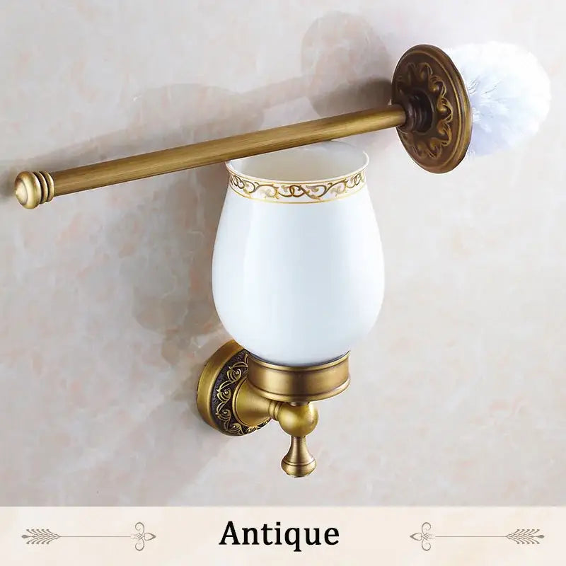 DecorBites™ Antique Bronze Brass Toilet Brush Holder for Bathroom Accessories