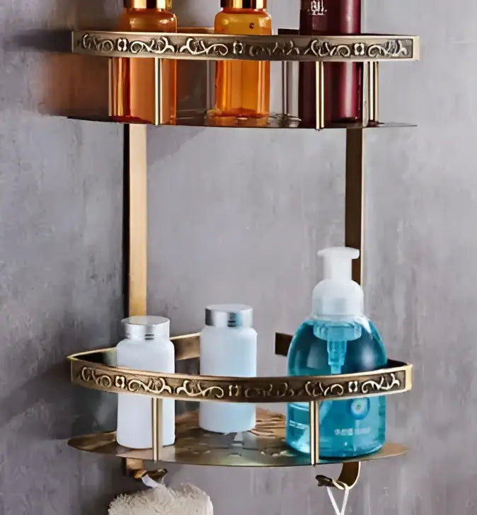 DecorBites™ Antique Bronze Carved Aluminum Bathroom Accessories Set: Towel Rack, Paper Holder, Hooks