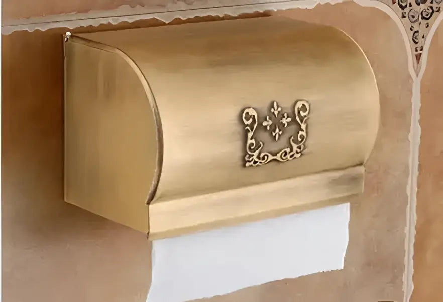 DecorBites™ Antique Bronze Carved Aluminum Bathroom Accessories Set: Towel Rack, Paper Holder, Hooks