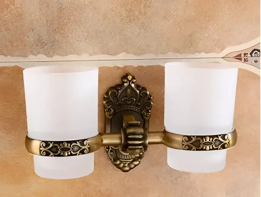 DecorBites™ Antique Bronze Carved Aluminum Bathroom Accessories Set: Towel Rack, Paper Holder, Hooks