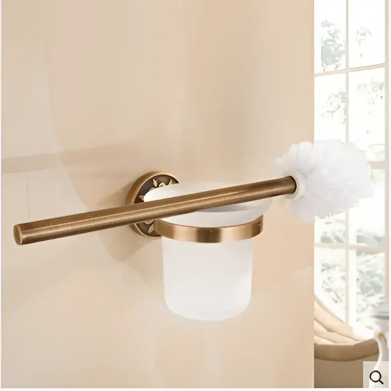 DecorBites™ Antique Bronze Carved Bathroom Accessories Set: Towel Rack, Paper Holder, Toilet Brush Holder, Hooks