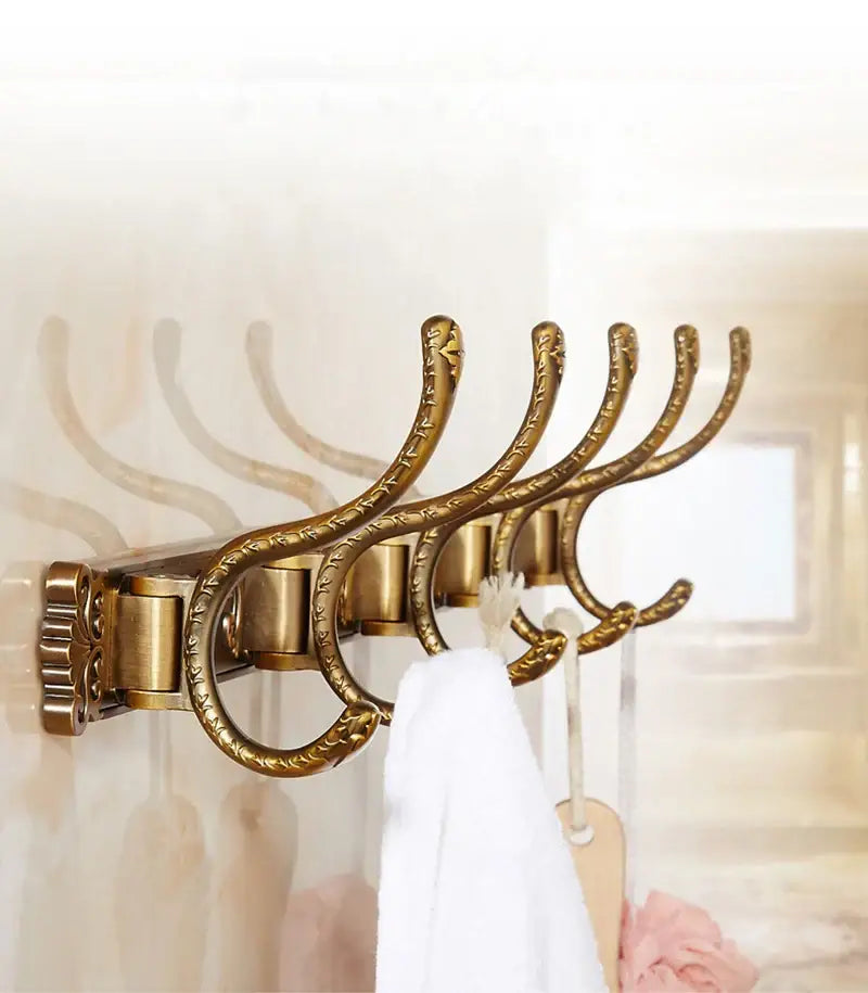 DecorBites™ Antique Bronze Carved Robe Hook Towel Hanger for Bathroom and Kitchen