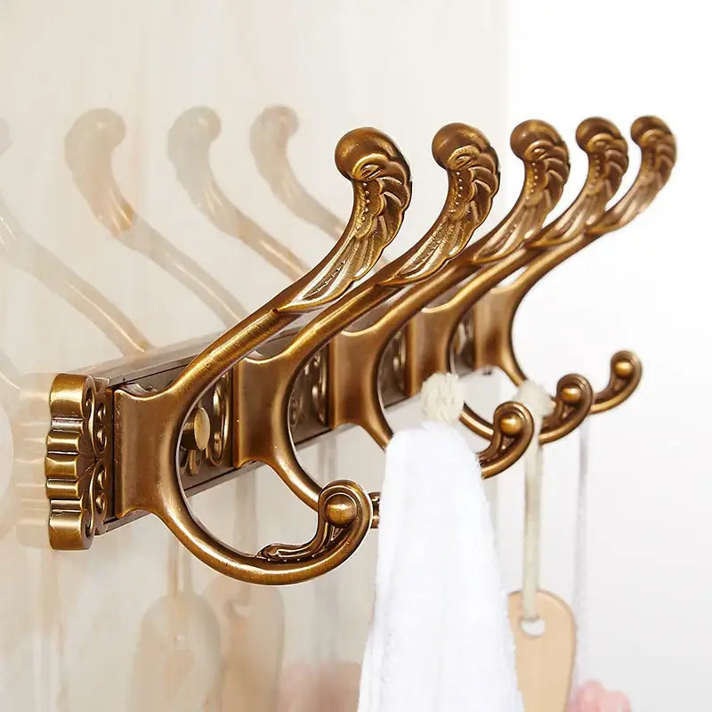 DecorBites™ Antique Bronze Carved Robe Hook Towel Hanger for Bathroom and Kitchen