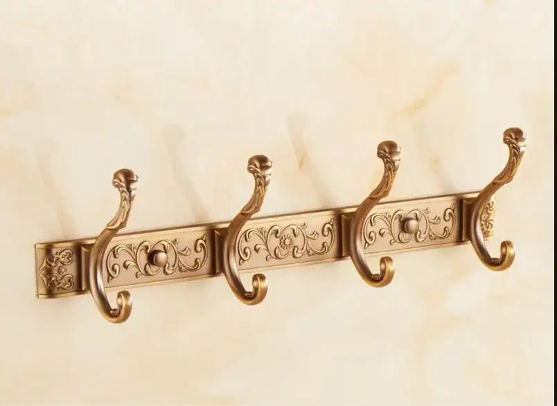 DecorBites™ Antique Bronze Carved Robe Hook Towel Hanger for Bathroom and Kitchen