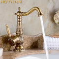 DecorBites™ Antique Bronze Carving Kitchen Basin Faucet - Hot Cold Water Mixer Tap