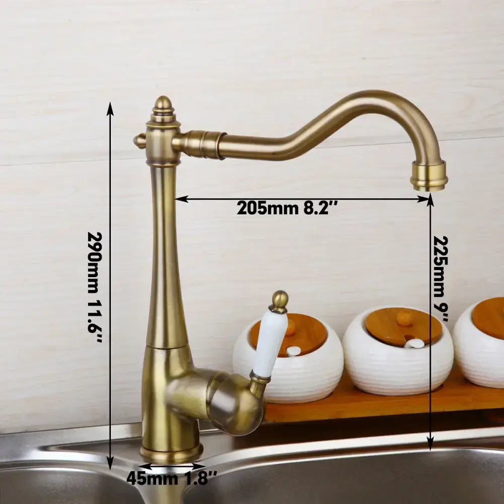 DecorBites™ Antique Bronze Kitchen Faucet Swivel Spout Basin Tap 360 Rotatable Mixer Taps