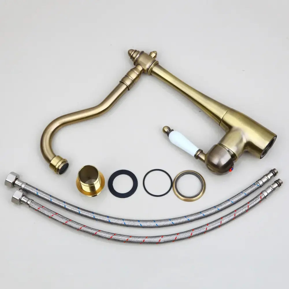 DecorBites™ Antique Bronze Kitchen Faucet Swivel Spout Basin Tap 360 Rotatable Mixer Taps