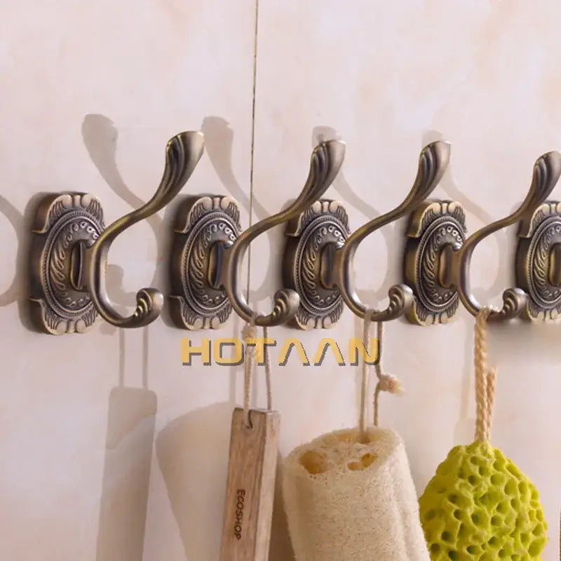 DecorBites™ خطافات وشماعات حائط برونزية عتيقة للمناشف والمعاطف والأرواب