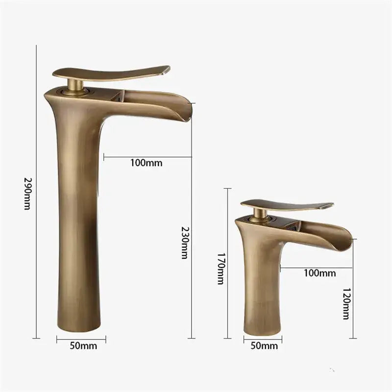 DecorBites™ Antique Bronze Waterfall Bathroom Faucet with Hot & Cold Mixer Tap
