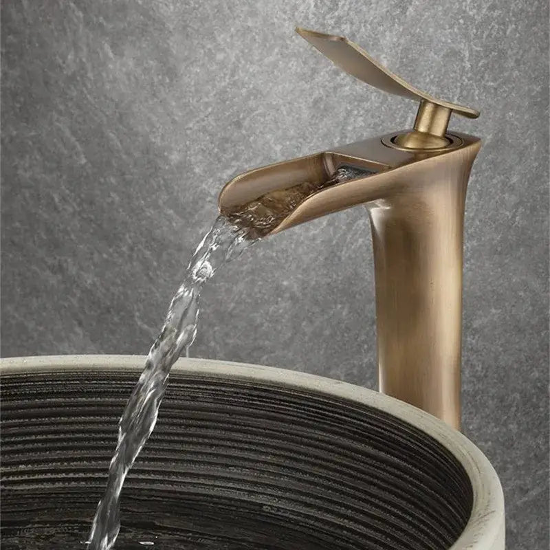 DecorBites™ Antique Bronze Waterfall Bathroom Faucet with Hot & Cold Mixer Tap
