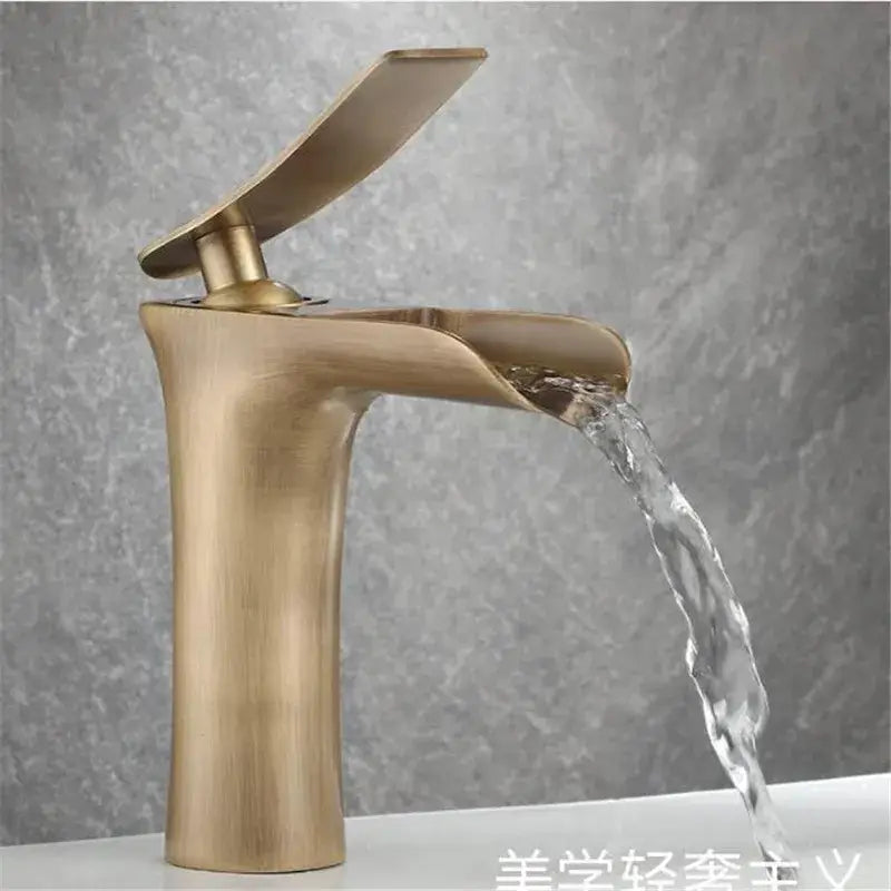 DecorBites™ Antique Bronze Waterfall Bathroom Faucet with Hot & Cold Mixer Tap