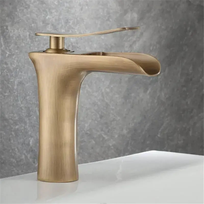 DecorBites™ Antique Bronze Waterfall Bathroom Faucet with Hot & Cold Mixer Tap