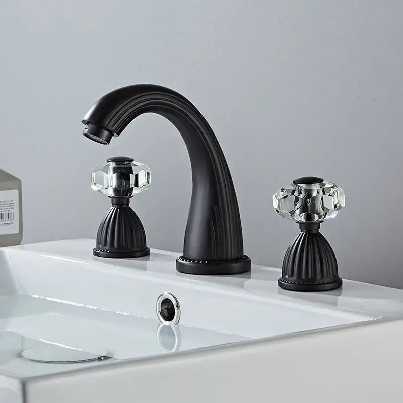 DecorBites™ Antique Bronze Widespread Basin Faucet 3 Hole Mixer - Hot/Cold Water Tap