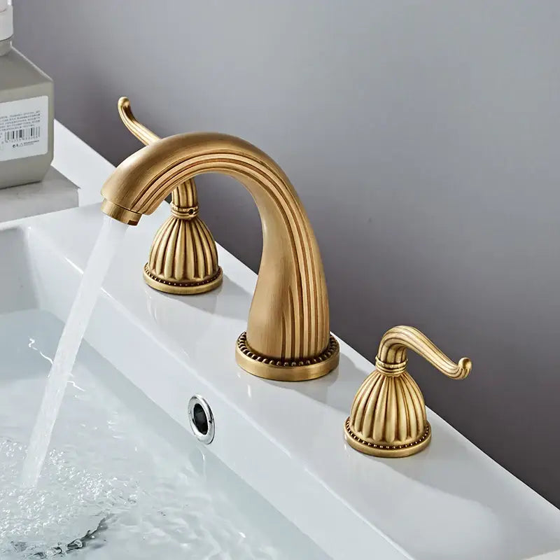 DecorBites™ Antique Bronze Widespread Basin Faucet with Double Handles