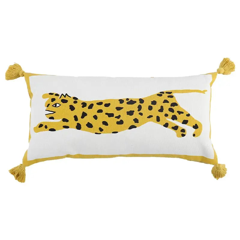 DecorBites™ Antique Brown Tiger Print Ethnic Style Pillow Cover with Tassels