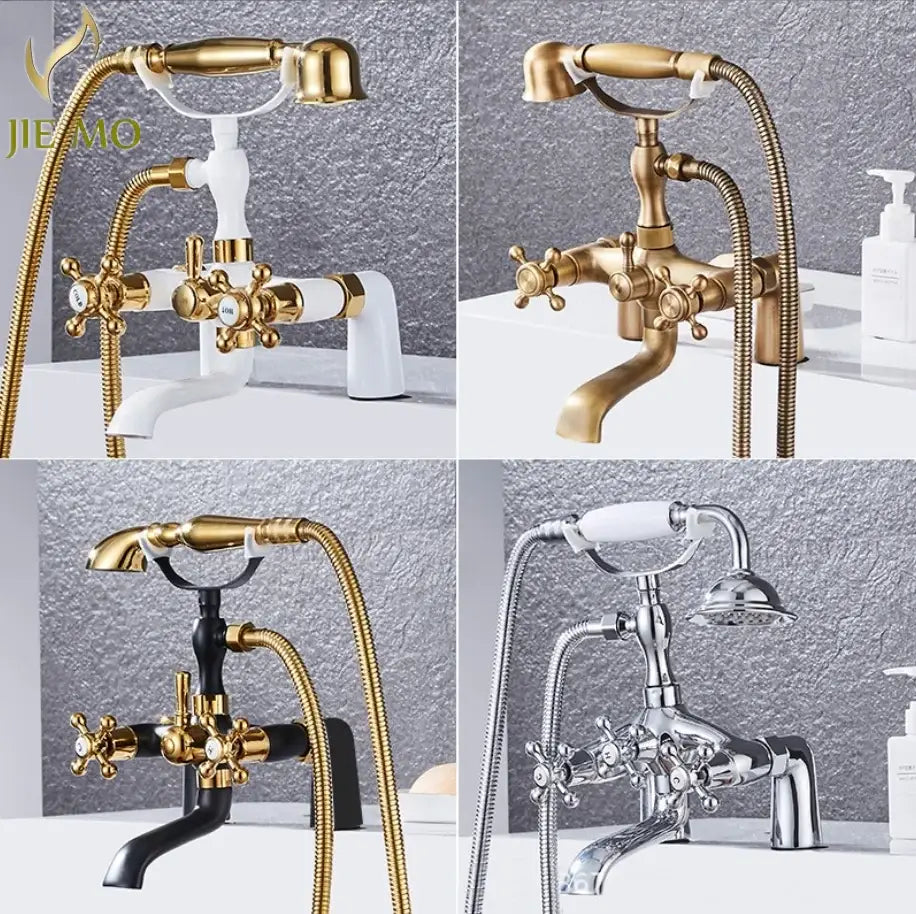 DecorBites™ Antique Chrome Bathtub Shower Mixer Faucet Tap Set for Bathroom