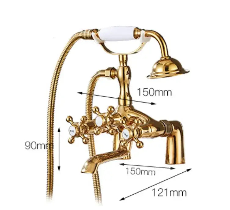 DecorBites™ Antique Chrome Bathtub Shower Mixer Faucet Tap Set for Bathroom