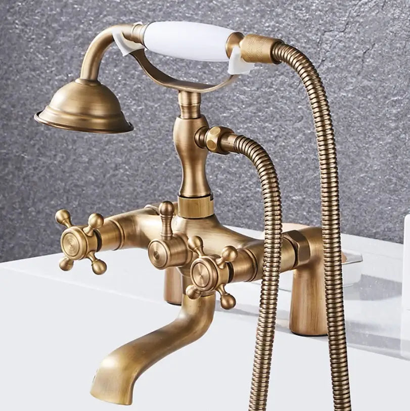 DecorBites™ Antique Chrome Bathtub Shower Mixer Faucet Tap Set for Bathroom