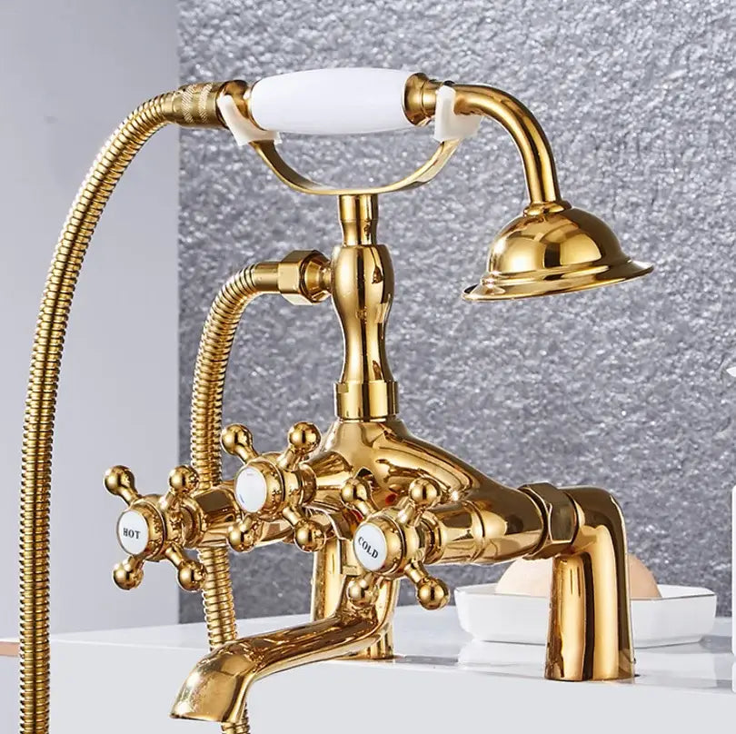 DecorBites™ Antique Chrome Bathtub Shower Mixer Faucet Tap Set for Bathroom