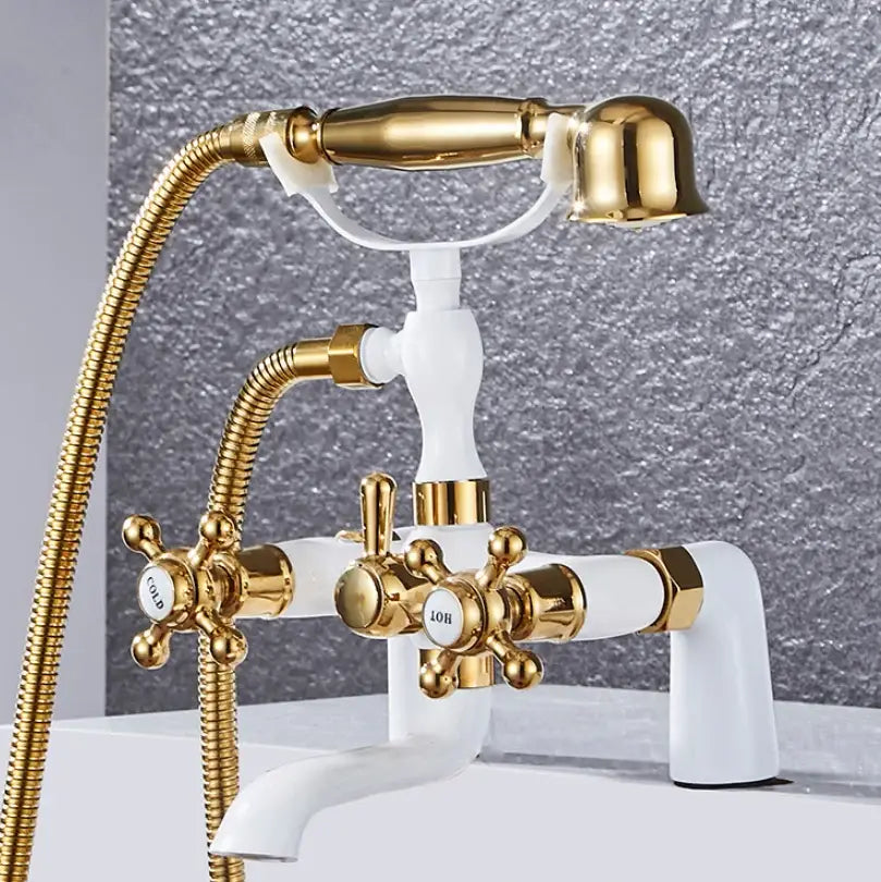 DecorBites™ Antique Chrome Bathtub Shower Mixer Faucet Tap Set for Bathroom
