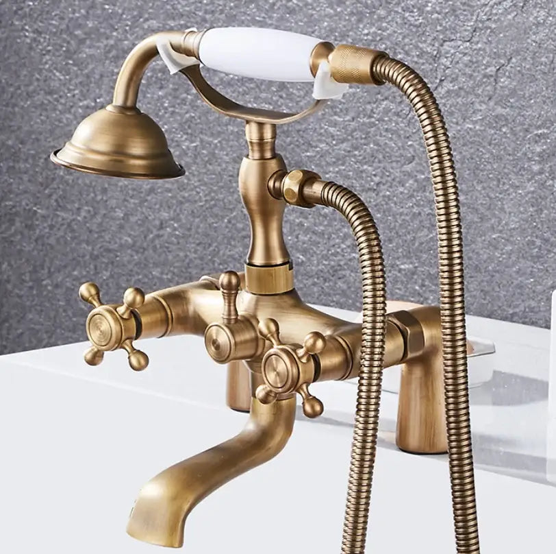 DecorBites™ Antique Chrome Bathtub Shower Mixer Faucet Tap Set for Bathroom
