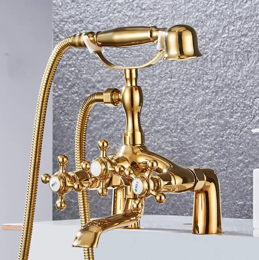 DecorBites™ Antique Chrome Bathtub Shower Mixer Faucet Tap Set for Bathroom