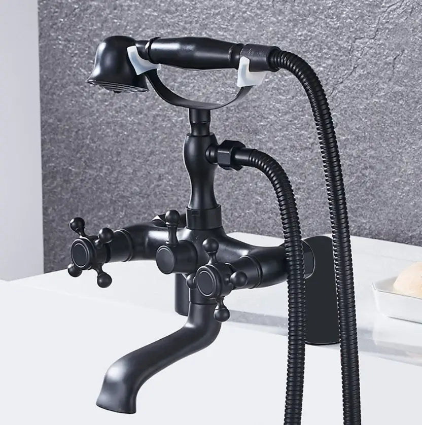 DecorBites™ Antique Chrome Bathtub Shower Mixer Faucet Tap Set for Bathroom