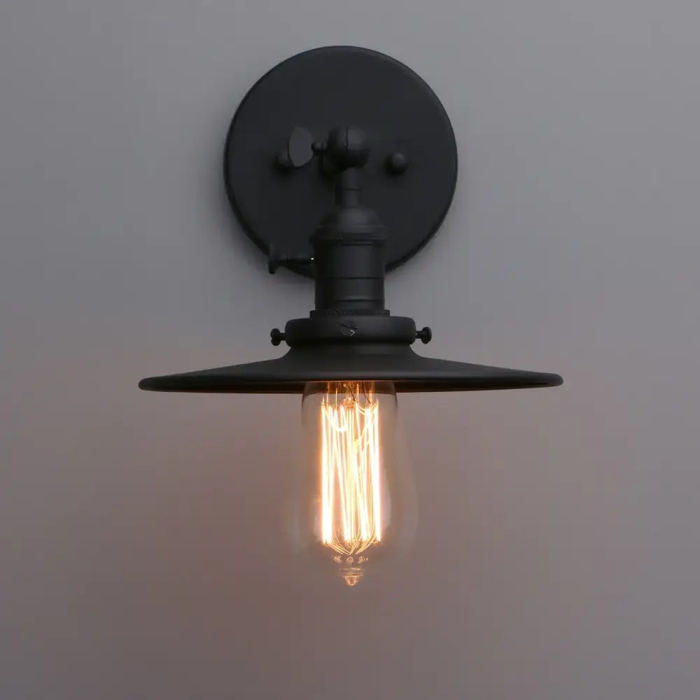 DecorBites™ Antique Finish 1-Light Industrial Wall Sconce with 7.87" Canopy and ON/Off Button