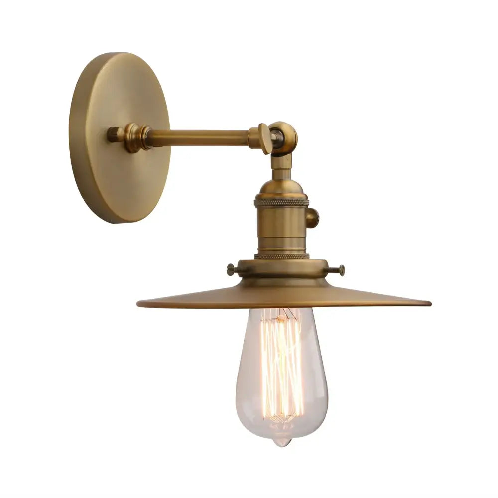 DecorBites™ Antique Finish 1-Light Industrial Wall Sconce with 7.87" Canopy and ON/Off Button