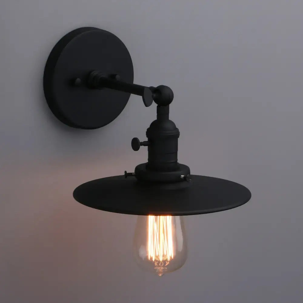 DecorBites™ Antique Finish 1-Light Industrial Wall Sconce with 7.87" Canopy and ON/Off Button