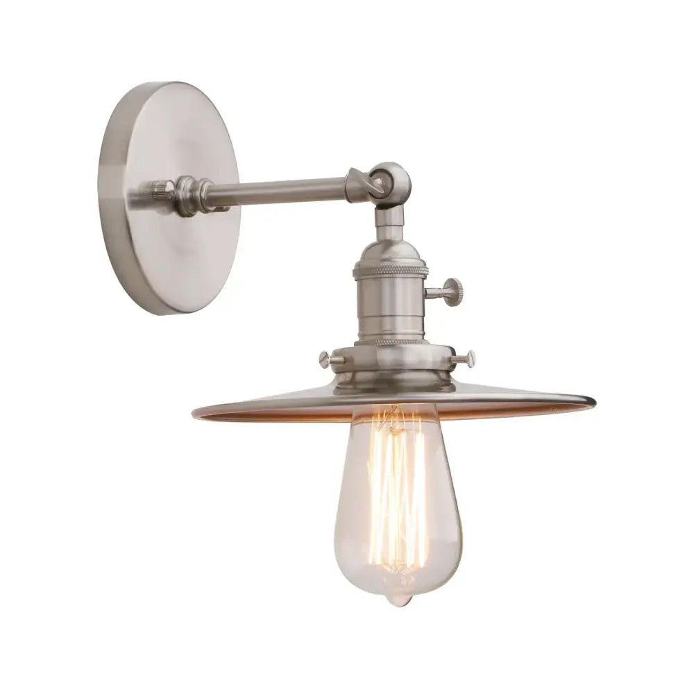 DecorBites™ Antique Finish 1-Light Industrial Wall Sconce with 7.87" Canopy and ON/Off Button