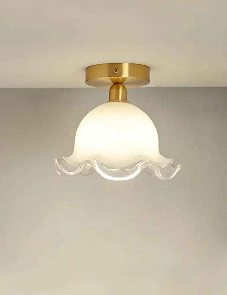 DecorBites™ Antique Glass Ceiling Light: Elegant French Design, Unique Modern Brass Luminaria