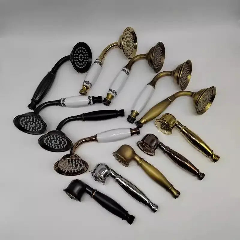DecorBites™ Antique Gold Handheld Shower Head with Holder and Plumbing Hose