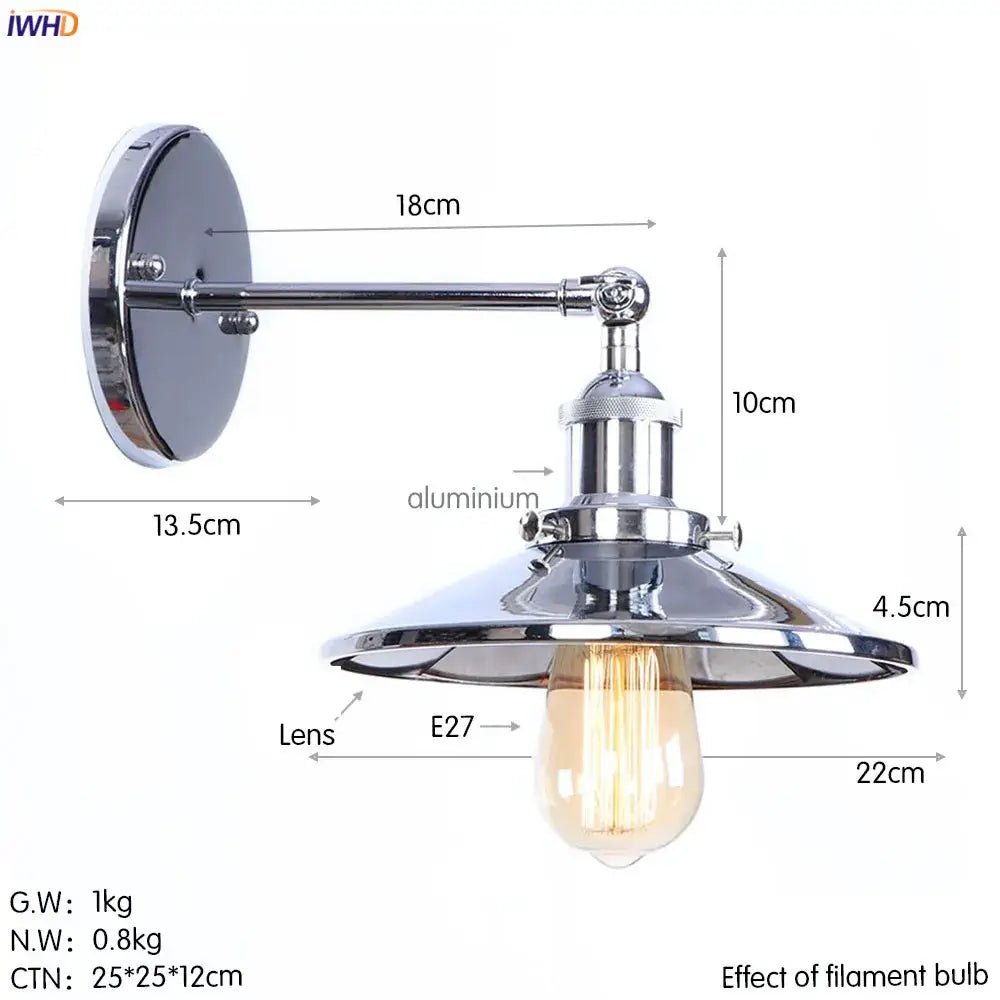 DecorBites™ Antique Gold Rustic Wall Lamps Bathroom Stair Mirror Light Loft Decor Industrial