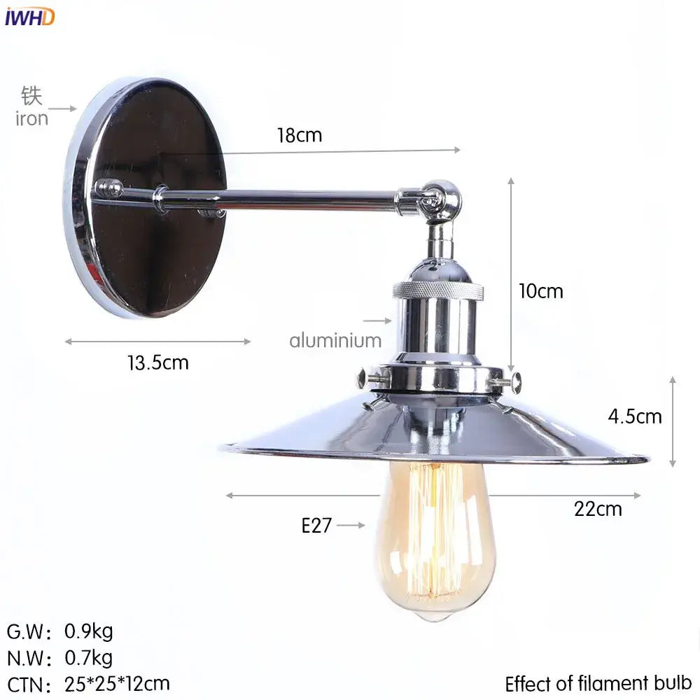 DecorBites™ Antique Gold Rustic Wall Lamps Bathroom Stair Mirror Light Loft Decor Industrial