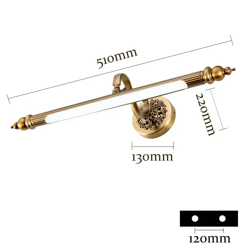 DecorBites™ Antique Golden Europe Bronze Mirror Lamp LED 8W 51cm Bedroom Wall Light