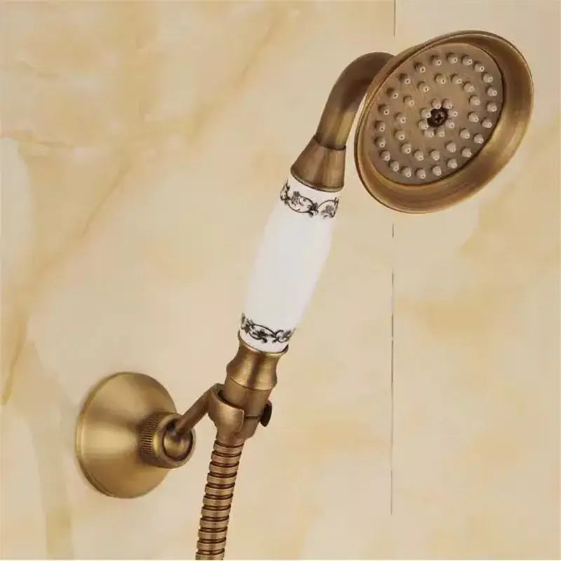 DecorBites™ Antique Handheld Shower Head with Holder, Plumbing Hose, and Toilet Bidet Sprayer