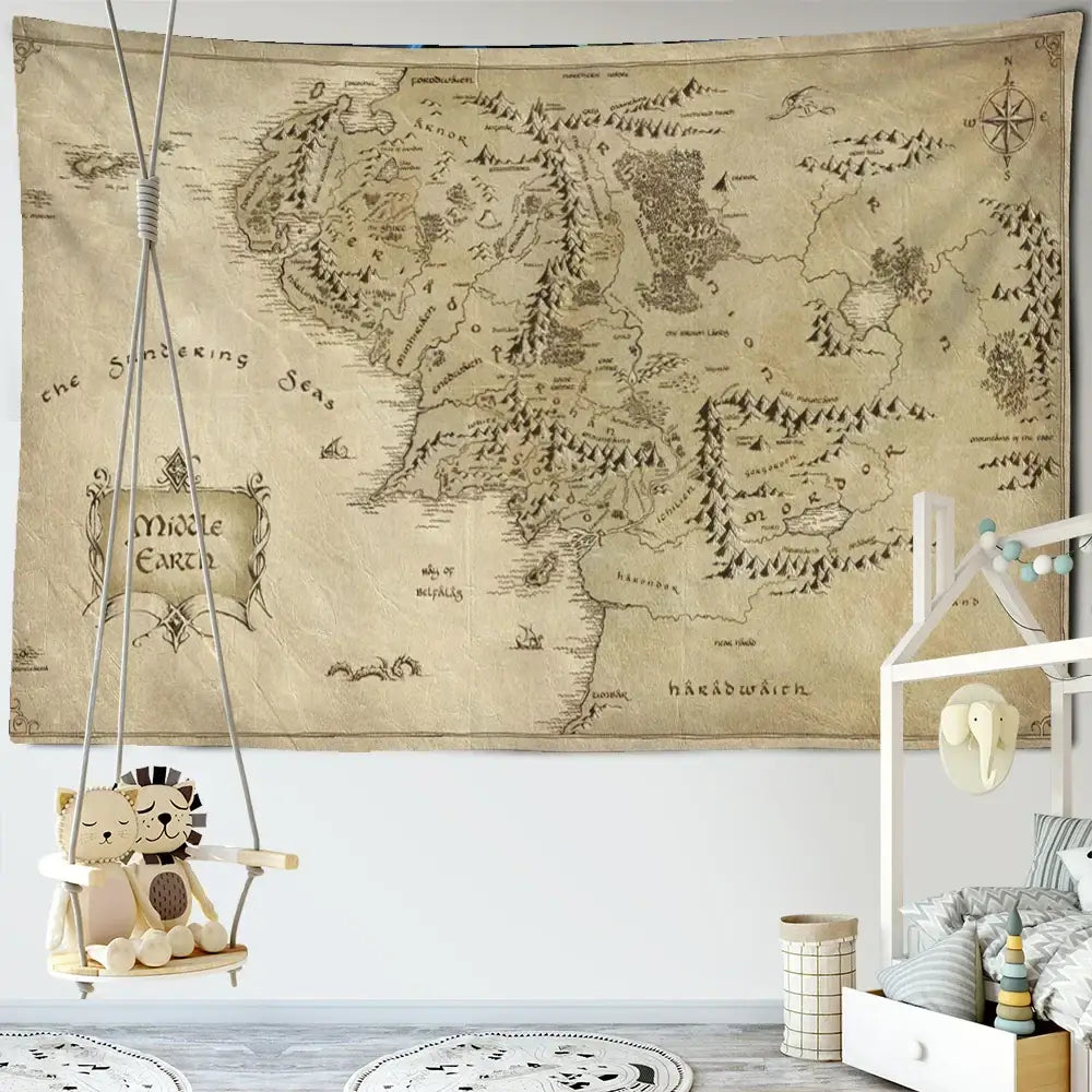 DecorBites™ Antique Pirate Treasure Map Tapestry Wall Hanging Hippie Boho Decor