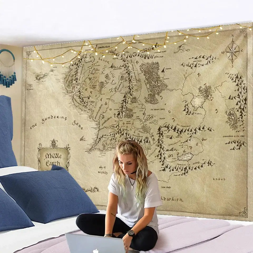 DecorBites™ Antique Pirate Treasure Map Tapestry Wall Hanging Hippie Boho Decor
